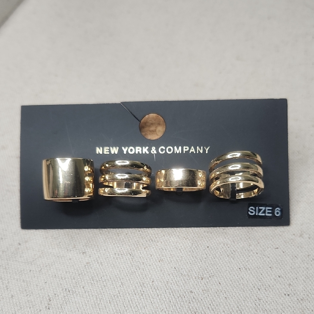 New York & Company Gold Rings Set - Size 6 Ring Stack Fashion Rings